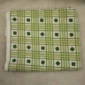 FABRIC St. Patrick's Day, Green Plaid W/Shamrocks Cotton FabrIc Made For JOANN
